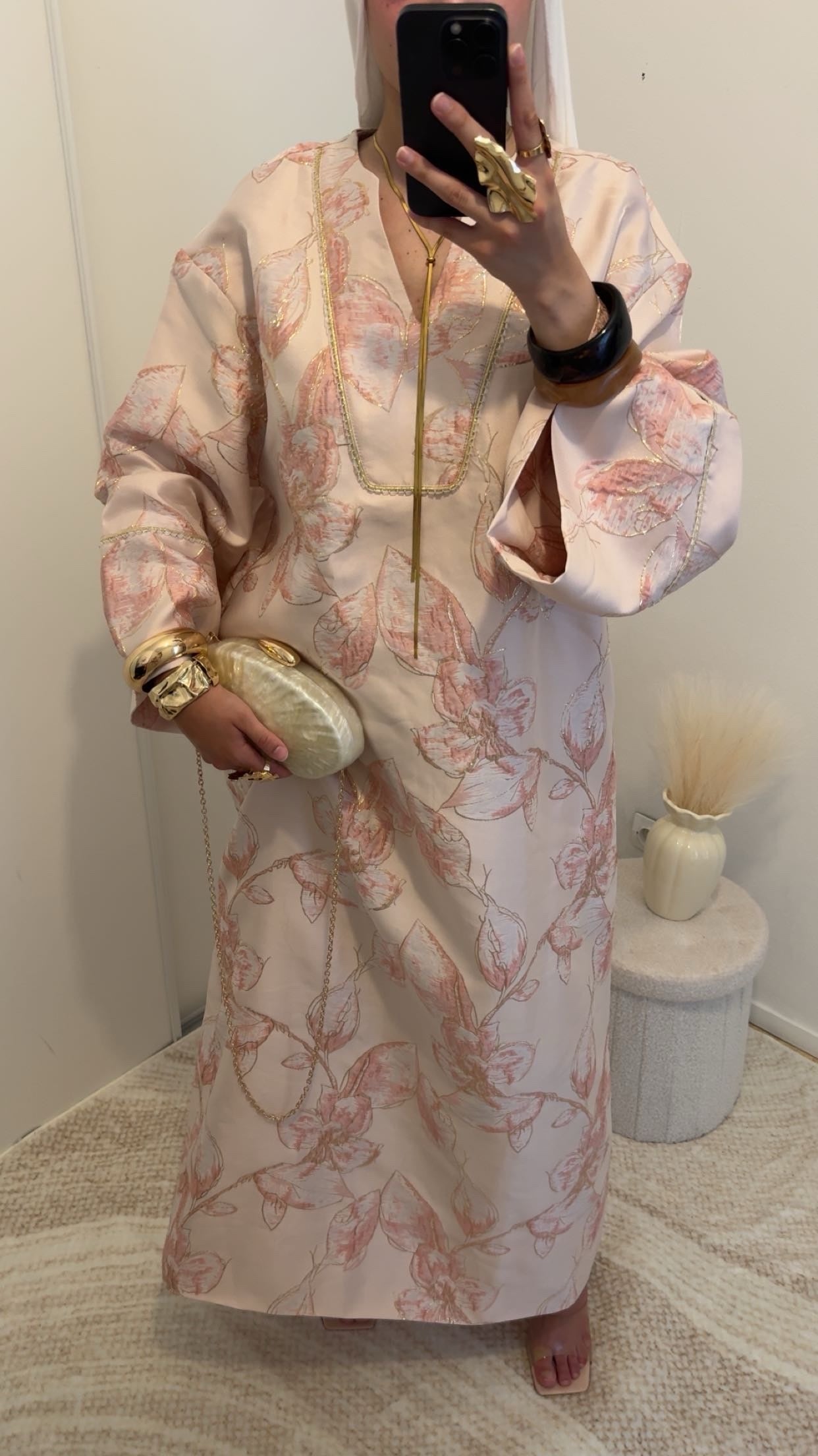 Robe brocard oversize | Rose