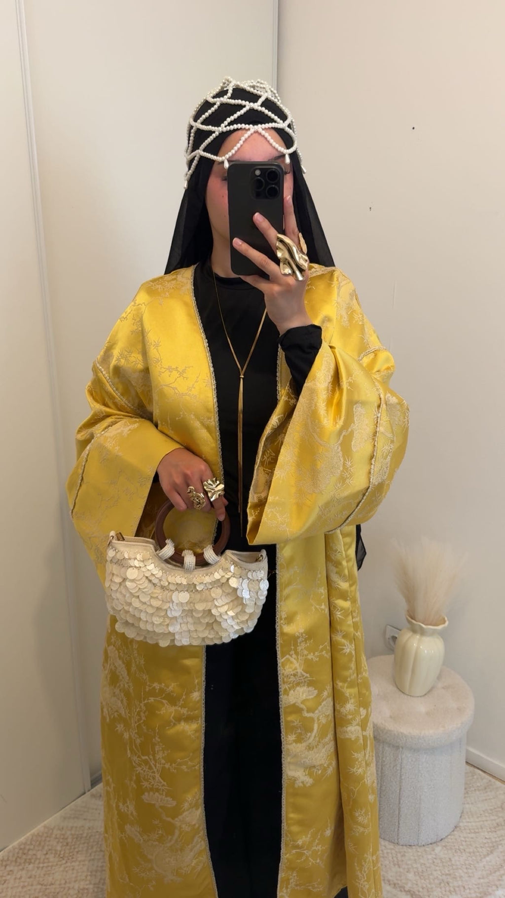 Kimono brocard oversize | Jaune