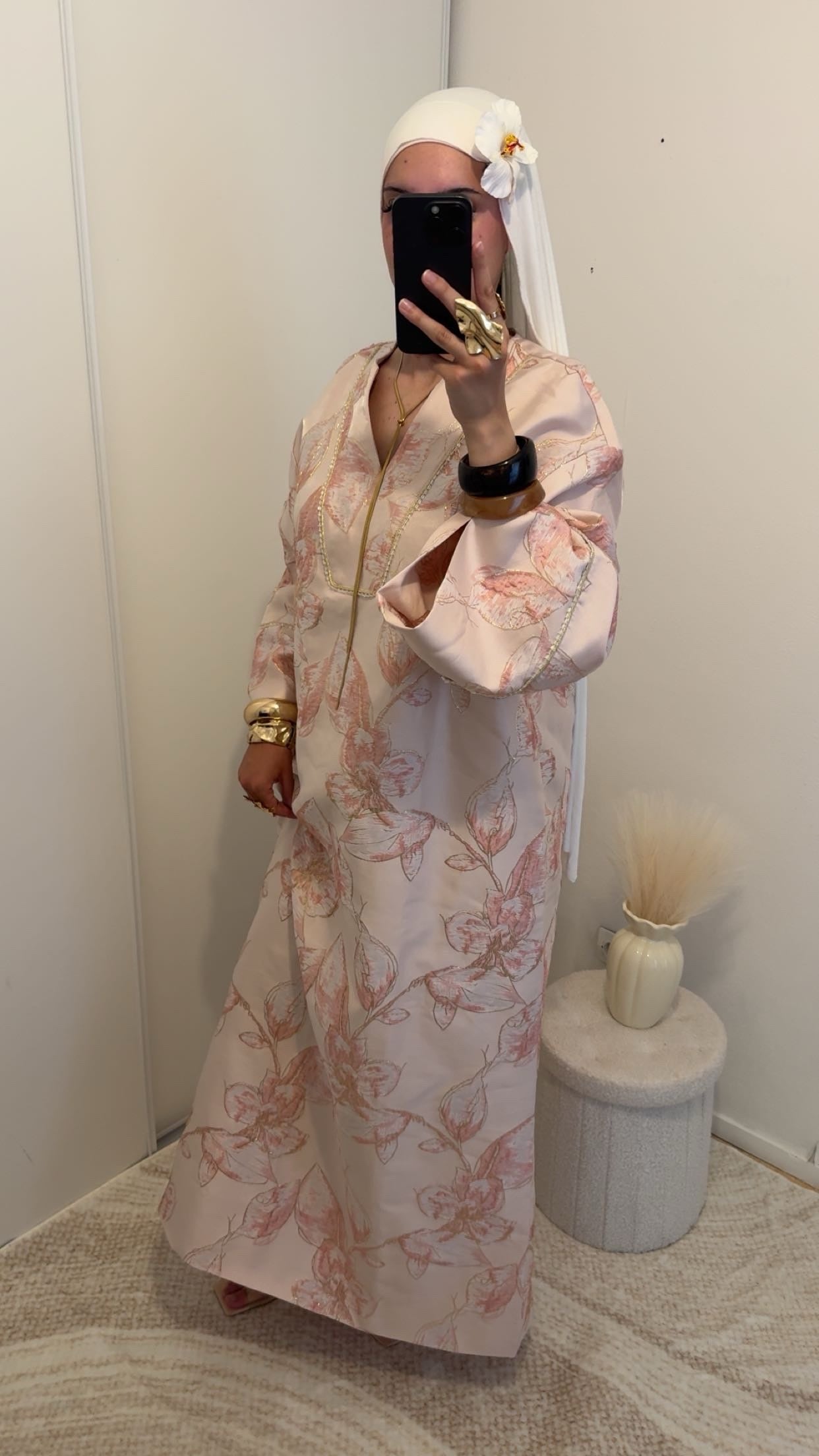 Robe brocard oversize | Rose