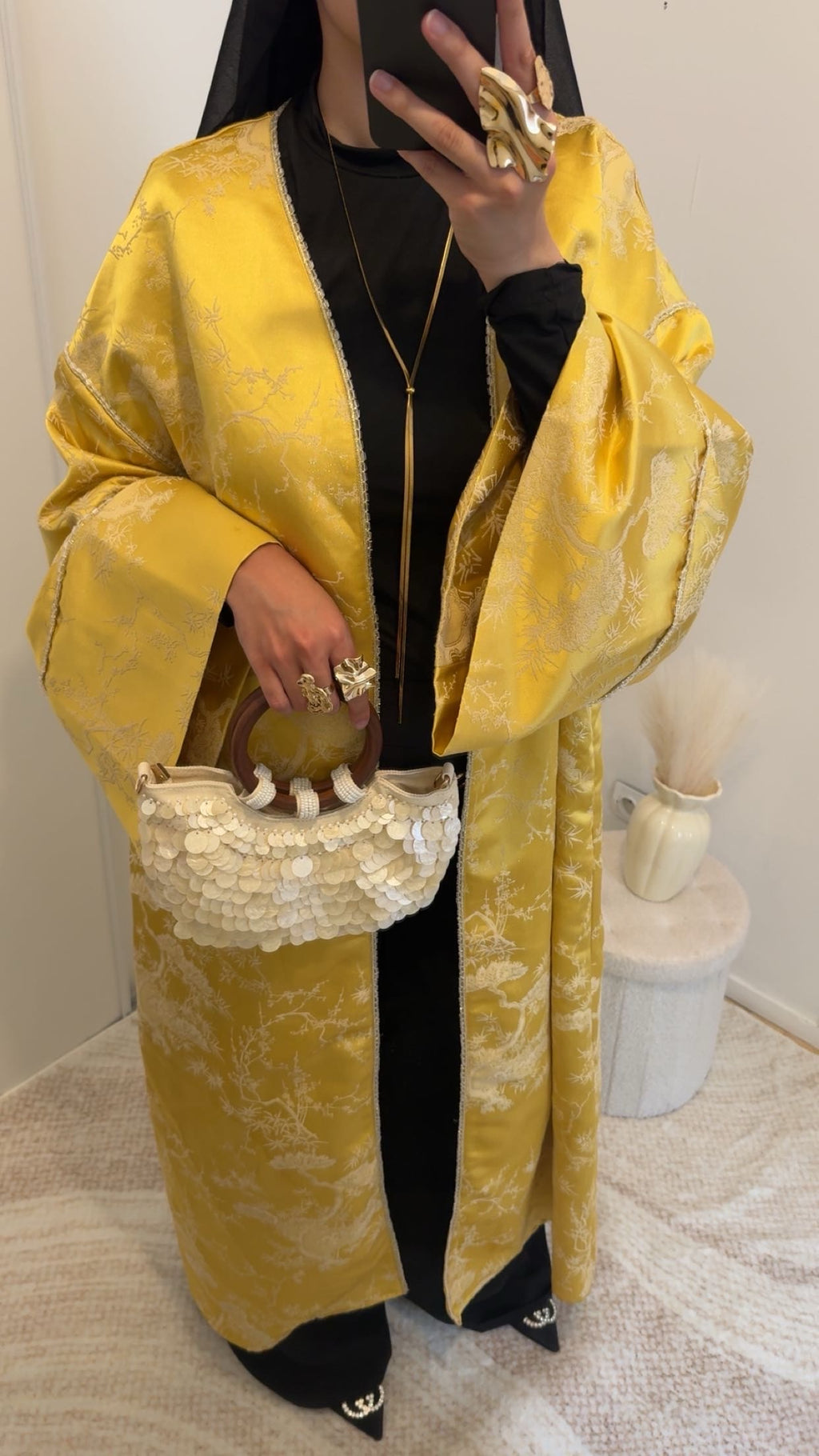 Kimono brocard oversize | Jaune