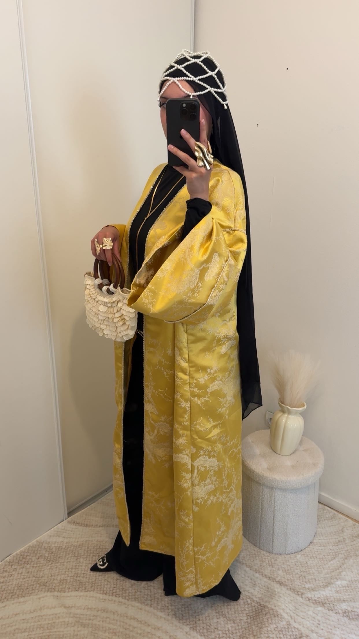 Kimono brocard oversize | Jaune